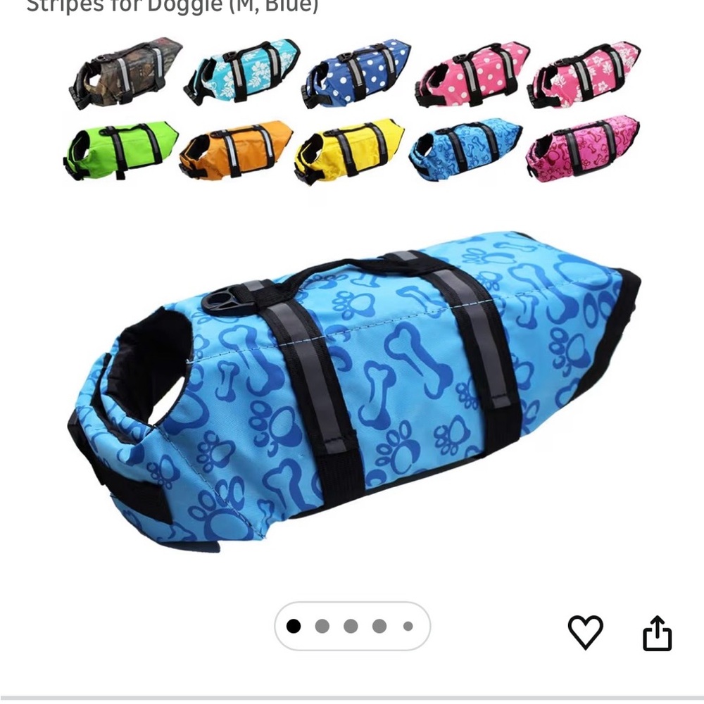 Blue Dog Life Jacket with Bone and Paw Print-NEW-NEVER WORN